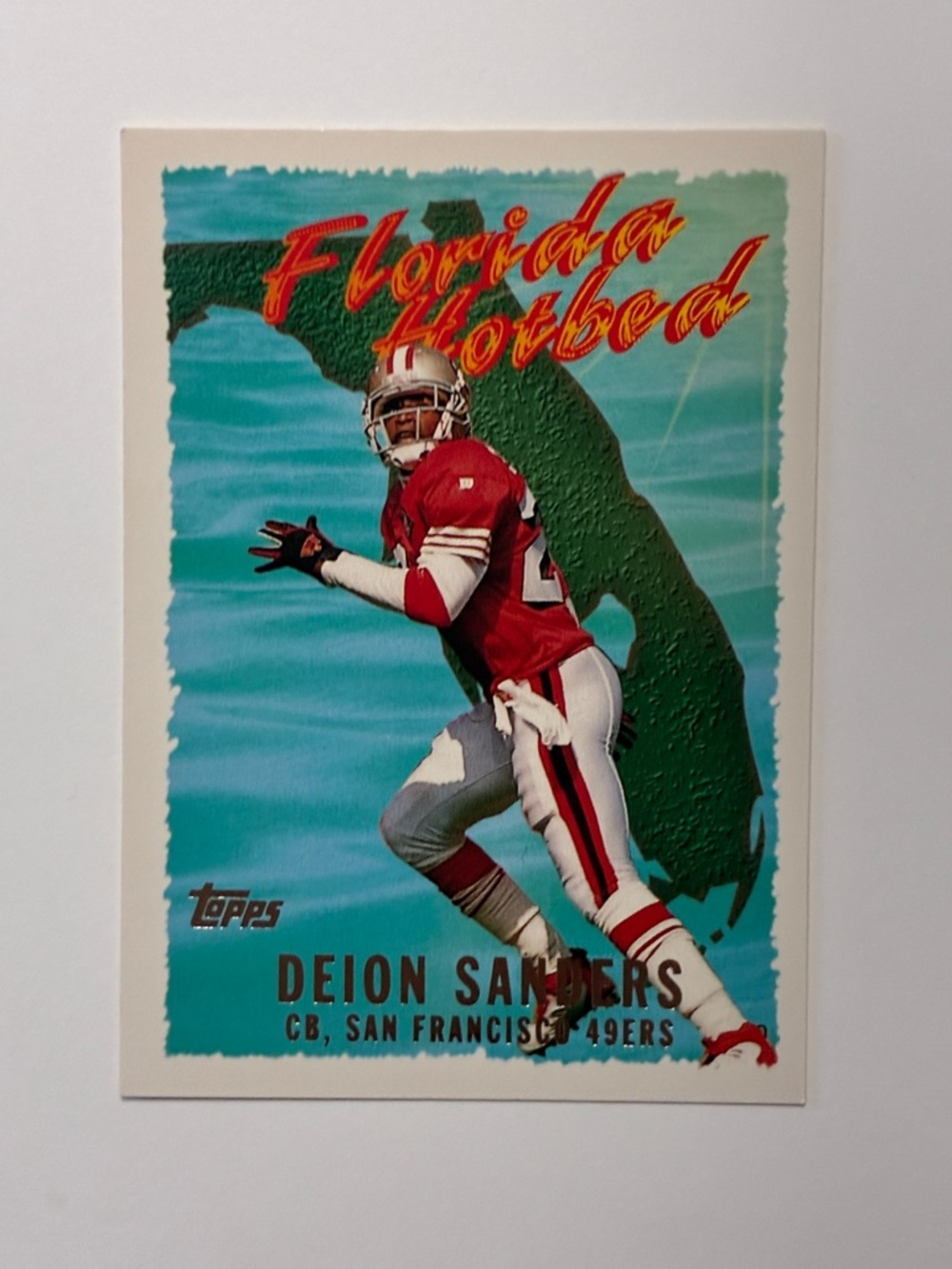 Topps Deion Sanders Football Card - Teal & Red